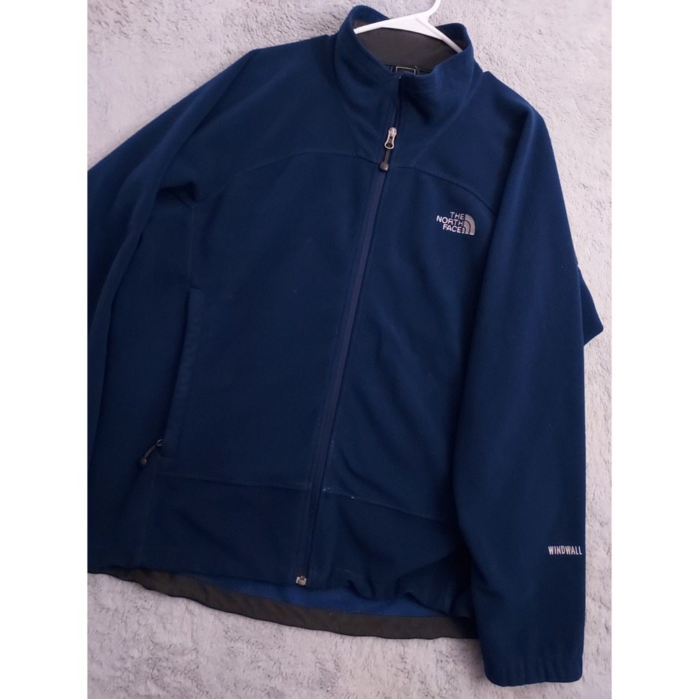 Vintage North Face Jacket Mens Extra Large Full Zip Windwall Mock Neck Blue XL